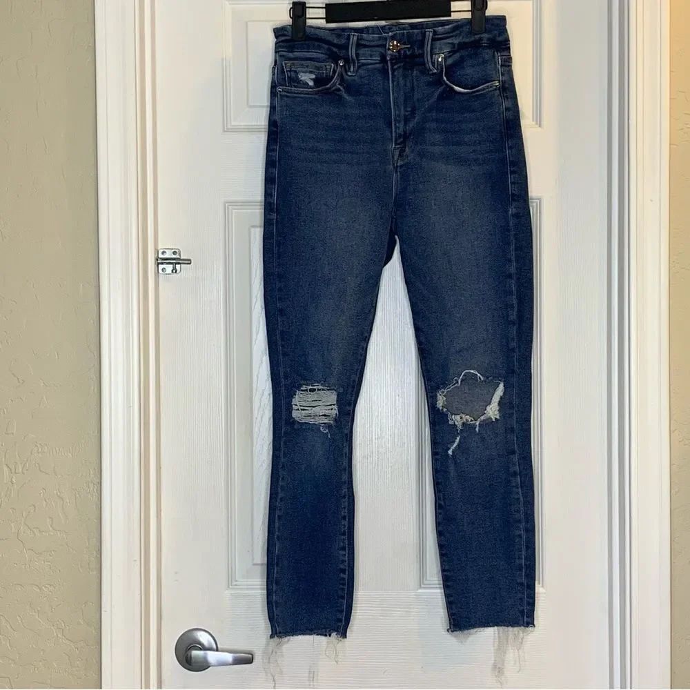 Good America Good Waist Crop Raw Edge Skinny Jeans Size 6/28